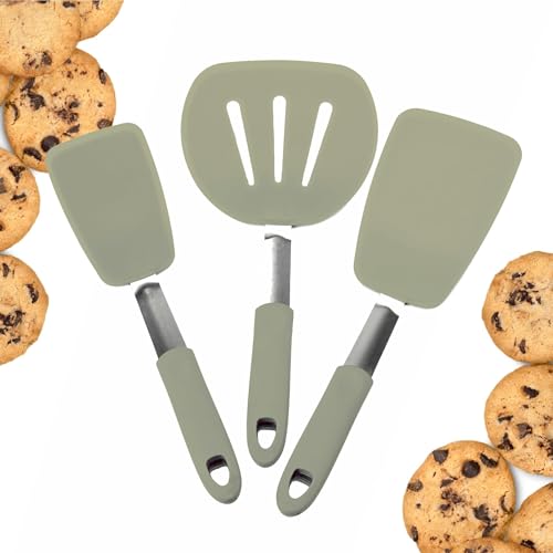 Starpack 'Flex & Flip' Flexible Silicone Turner Spatula Set (3 Pcs) - High Heat Resistant Spatulas for Cooking Egg 600F - Silicone Pancake Turner Spatula, LFGB Grade Non Stick Rubber Kitchen Utensils