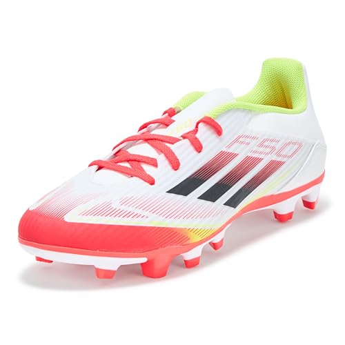 Adidas Unisex-Adult F50 Club Firm Ground/Multi Ground Soccer, White/Black/Solar Yellow, 8