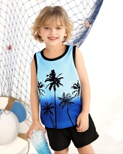 Image of NZRVAWS Toddler Baby Boy Summer Clothes 2Pcs Shorts Set Sleeveless Tank Tops Hawaiian T-Shirt Cute Boys Clothing Set