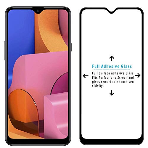 Image of 100FIT (BLACK Tempered Glass Screen Protector Compatible for Samsung Galaxy A20S with Edge to Edge Coverage and Easy Installation kit