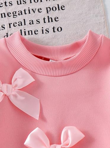 Image of Girls 2 Piece Outfits Long Sleeve Crew Neck Bow Sweatshirt Top and Flare Pants Set