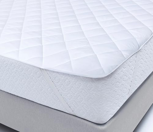 Yatas BEDDING Quilted Mattress Protector,Machine Washable and Easy Care, Superior Protection and Comfort,100% Natural Cotton Cover and Fluffy Filling,White (King) - 76