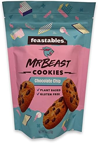Feast Exclusive Limited Edition Beast Chocolate Chip Cookies, Plant Based, Gluten Free, 6 oz [170 grams]