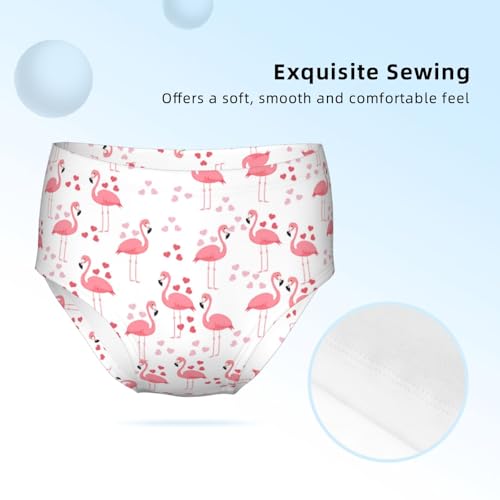 Tropical Pink Flamingos And Hearts Girls' Underwear Soft Cotton Little Girls Panties Comfort Briefs3
