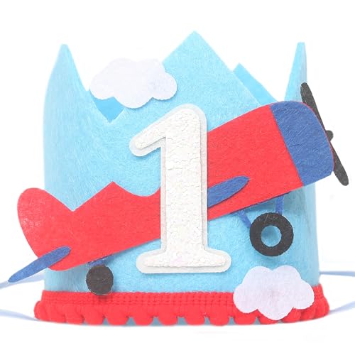FUTNH Airplane 1st Birthday Party Hat - Aviation-Themed Party Supplies，Vintage Airplane Baby Shower Hats，First Birthday Airplane-Themed Party Decorations，Baby Birthday Photo Props