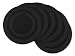 DII Everday, Easy to Clean Indoor/Outdoor Woven Vinyl 14" Round Double Border Placemats, Black, Set of 6