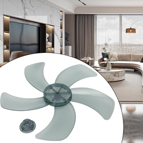 Miniatura 4 de Extrwory 5 Aspas De Ventilador De Plástico De 16 Pulgadas Con Cubierta De Tuerca, Aspas Grandes De Plástico Para Reemplazo De Ventiladores De Pie O De Mesa, Aireadores