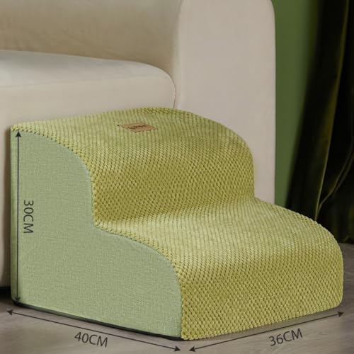 AOPIPIペット用階段 ステップ階段 耐久性 クライミング ソフトソファ ノンスリップ 安定した 犬用階段 はしご 猫用スロープはしご ペット用品 屋内犬 子犬用 (40*36*30 2段,グリーン)