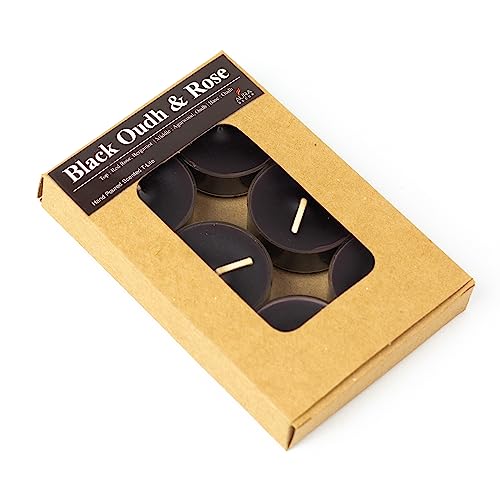 Image of AuraDecor Scented Soy Wax Acrylic Tealight Candle, Organic Luxury Aroma, Aromatic /Aromatherapy Candle || Long Lasting Burning Time (Pack of 1, Black Oudh & ROS)