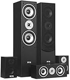 auna Surround • Kit d'enceintes Home cinéma • 335 Watts RMS de Puissance Totale • Enceintes frontales avec Caisson Bassreflex • Protection Textile • Design élégant • Noir