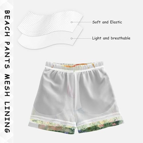 Pigsaly Boys Swim Trunks Cute Unicorn Running Boys Board Shorts Swimsuit Swimwear Summer Bathing Suit 4T4