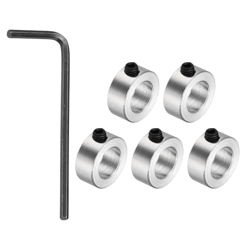 sourcing map 5 Pack Shaft Lock Collar, 7.05mm Bore Screw Lock Ring 12mm OD 5mm Height Steel Material Isolation for 3D Pr