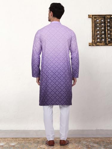 Image of Jompers Thread Work & Sequin Embellished Printed Kurta Set for Men Cotton Blend