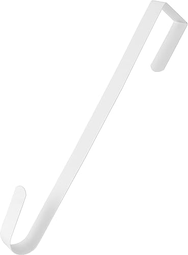 RN'D - Gancho de corona para puerta Soporte de metal fino para corona, colgador de temporada para puerta delantera o trasera (blanco, 15 pulgadas)