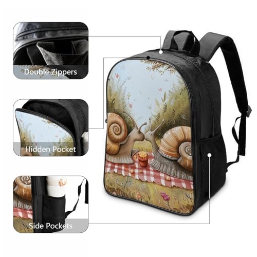 Sac à dos imprimé 3D escargot avec grand compartiment de rangement 40x28x16cm