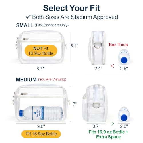 Image of PACKISM Clear Bag for Stadium Events - Small Clear Purse Crossbody Bag | Adjustable Wide Strap, 2 Easy Access Pockets, Thick 0.5mm PVC, for Sports Game Day Concerts Festival, Women Clear Stadium Bag