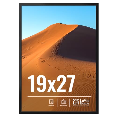 LaVie Home 19x27 Picture Frame for Wall Display, 19x27 Black Picture Frame with HD Plexiglas, 19 x 27 Poster Frame 1 Pack, Display Frame for Vertical or Horizontal, Classic Collection