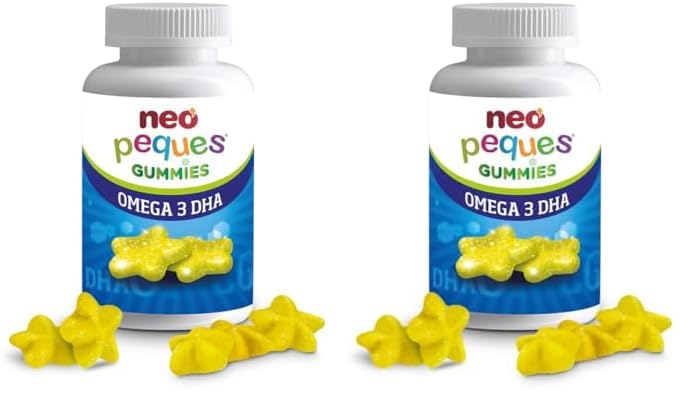 Neo Peques - Gummies de Omega 3 y DHA para Niños - Veganas - Sabor Limón - 30 Unidades - Favorece la Memoria - Gominolas a Base de Colina y Vitaminas del Grupo B - Para Mayores de 3 Años