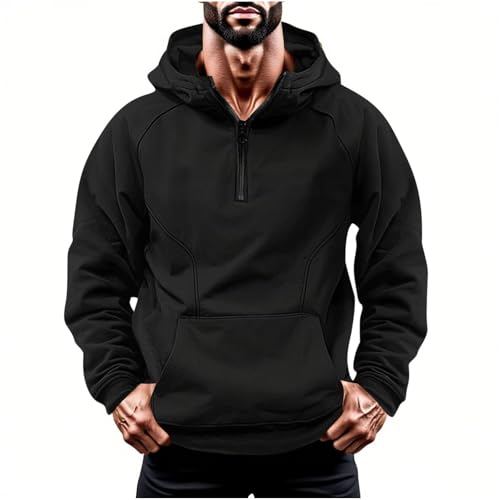 Tactical Hoodies for Men Quater-Zip Pullover Vintage Sweatshirt Fashion Casual Long Sleeve Cargo Hoodies with Pocket4