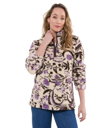 Image of Joe Browns Women's Floral Printed Funnel Neck Fleece, Cream/Multi, UK 20