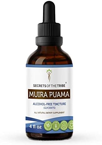 Secrets of the Tribe Muira Puama Tincture Alcohol-Free Liquid Extract, Muira Puama (Ptychopetalum Olacoides) Dried Bark (4 FL OZ)