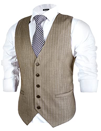 Image of Alizeal Mens Pinstripe Business Vest Formal Fit