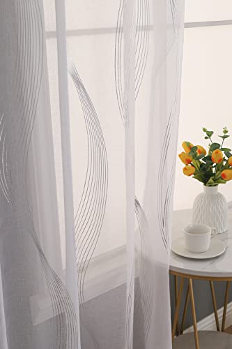 Dreaming Casa DC10883A-1-8 White Sheer Curtains 96 Inches Long 2 Panels Set thumb #3