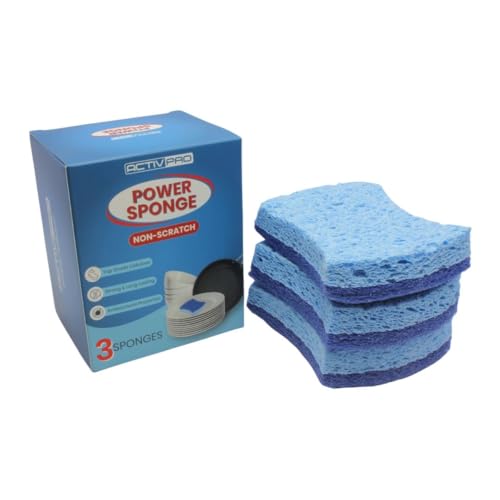 ACTIVPRO Power Sponge | Non-Scratch | Top Grade Cellulose | Washing Up Scourer | Kitchen Sponge | Nonstick Cookware | Oven | Sink | Dishwashing | Long Lasting (1pc)