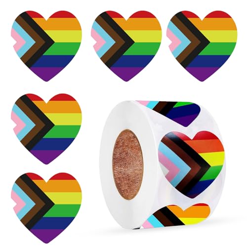 Pride Stickers - 500Pcs Gay Pride Accessories Heart Shape Rainbow Stickers for LGBTQ Lesbian Bisexual Pride Month Parades Pride Decorations