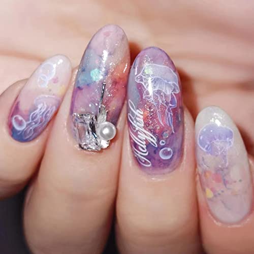 5D Relief Nail Art Stickers Ocean Starfish Jellyfish Summer Sea Waves Decals Tip For Salon Diy Acrylic Nails Design 3Sheets(Beach) #TOP5