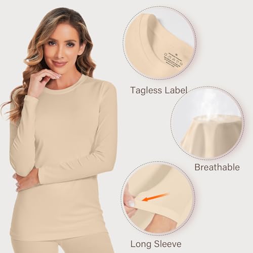 Image of YADIFEN Women Thermal Underwear Set,Long Johns for Women Base Layer with Fleece Lined Long Underwear Top Bottom Cold Weather