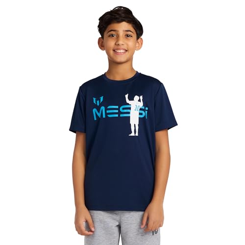 Image of Messi Boys' Lifestyle Short Sleeve Top, Loose-Fit Shirt with Logo, Comfortable, All-Day Wear