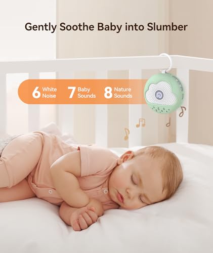 Image of Dreamegg White Noise Machine - Portable Sound Machine Baby with Safe Silicone Cover, Features Powerful Battery, 21 Soothing Sound, Noise Canceling for Sleeping, Baby Registry Gift, Nursery(Green)