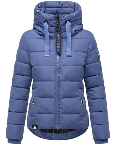 Navahoo Damen Winterjacke warme Steppjacke mit hohem Kragen und verstellbarer Kapuze Amayaa Blue Violet Gr. XS