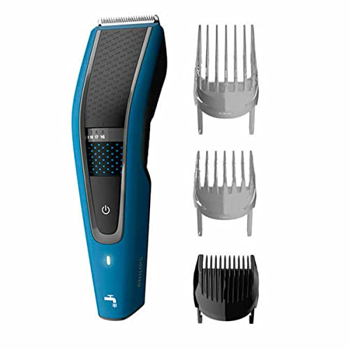 Philips Série 5000 HC5612/15 Tondeuse à cheveux avec lames en acier inoxydable, 28 réglages de longueur, 75 min d'utilisation sans fil, avec 3 peignes, bleu