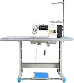 Industrial Sewing Machine 550W Automatic Lockstitch Sewing Machine Complete Set with Table and Stand 220V