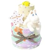 MOOMIN ムーミン 出産祝い 2段 北欧 おむつケーキ 名入れ刺繍 女の子 男の子 男女兼用 出産記念 御出産祝い 妊娠祝い お洒落 オシャレ ギフト パンパーステープタイプＳサイズ