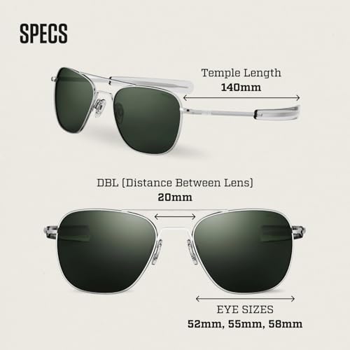 Image of Randolph Eyewear Aviator Sunglasses for Men & Women - Non-Polarized & Polarized Lenses Bright Chrome UV Protection Sunglasses