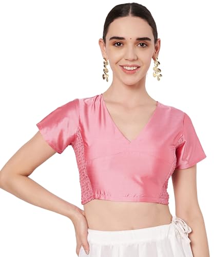 Image of studio rasa Women's Silk Blend Stretchable Blouse for Festive Wedding Party