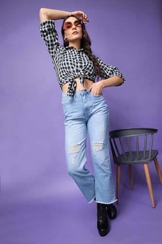 Image of POPWINGS Casual Checks Print Shirt for Women | Cotton Full-Sleeves Women Shirt | Summer Shirt for Women | Stylish Shirt for Women