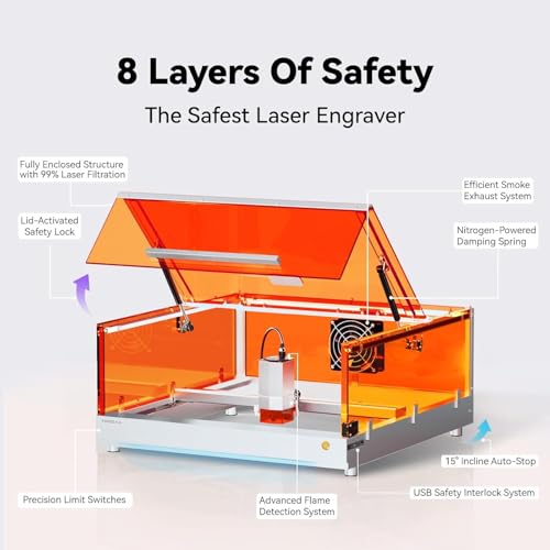Image of TOOCAA 40W Laser Engraver and Cutter Machine with 5 in 1 Rotary Roller Set,Smart Camera,Air Assist,Honeycomb Panel, 22 inch x 22 inch Bed Size Enclosed Laser Engraver Cutting Machine for Tumblers Wood Metal