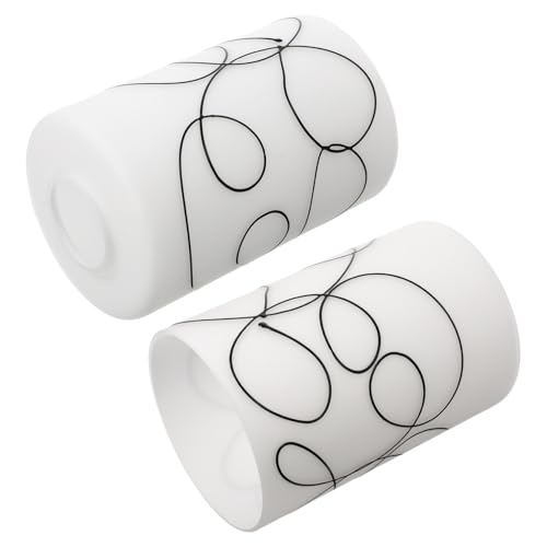 Alasum 2個 直筒ガラスランプシェード ペンダントライト用ライトカバー モダンラインデザイン 照明器具交換用 傘状シェード 柔らかな灯り