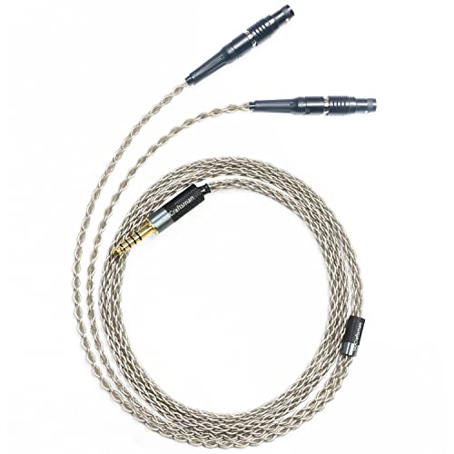GUCraftsman 6N Single Crystal Silver Upgrade Headphones Cable 4Pin XLR/2.5mm/4.4mm Balance Headphone Upgrade Cable for Focal utopia (4.4mm Plug)