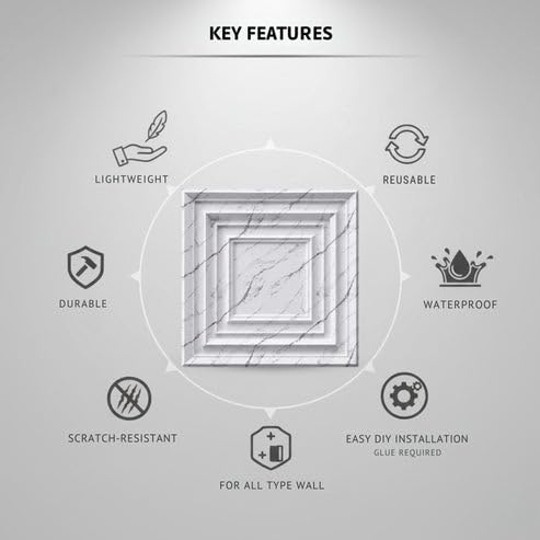 Image of Kayra Decor 3D PVC Wall Panels for Bedroom & Living Room | Accent Design | Imperial White Color | 19.7 x 19.7 Inch | Pack of 12 | 32.28 Sq Ft