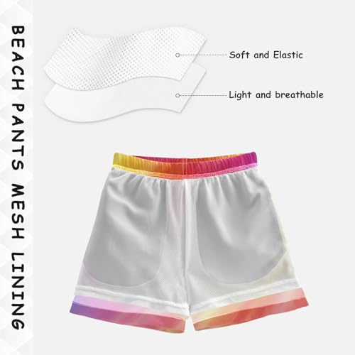 Pigsaly Boys Swim Trunks Colorful Bright Orange Pink Gradient Boys Board Shorts Swimsuit Swimwear Summer Bathing Suit S4