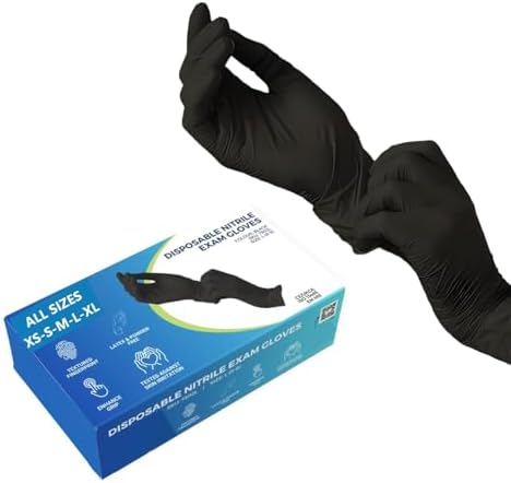 100 Black Nitrile Disposable Gloves Powder Free, Food, Care, Hair & Beauty, Industry, Cleaning (Black, Medium)