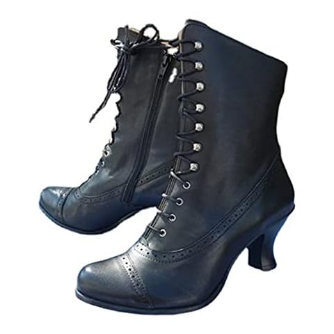 Lace Up Leather Ankle Boots for Women Cover