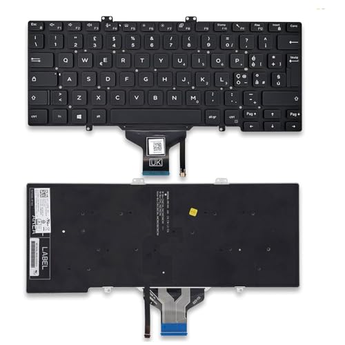 Up Parts Ricambio Tastiera Dell - Compatibile Con Dell Latitude 5400, 5401, 5410, 5411, 7400 - Con Retroilluminazione - Layout Italiano Senza Trackpoi