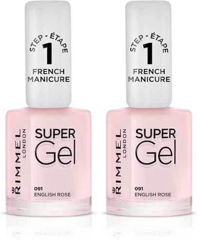 Image of Rimmel London Super Gel French Manicure Nail Polish, 91 English Rose, 12 ml (Pack of 2)