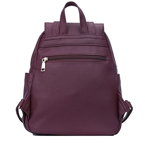 Image of KKXIU Quilted Trendy Leather Backpack Purse for Women and Ladies Shoulder Travel Daypacks Bags (Wine)